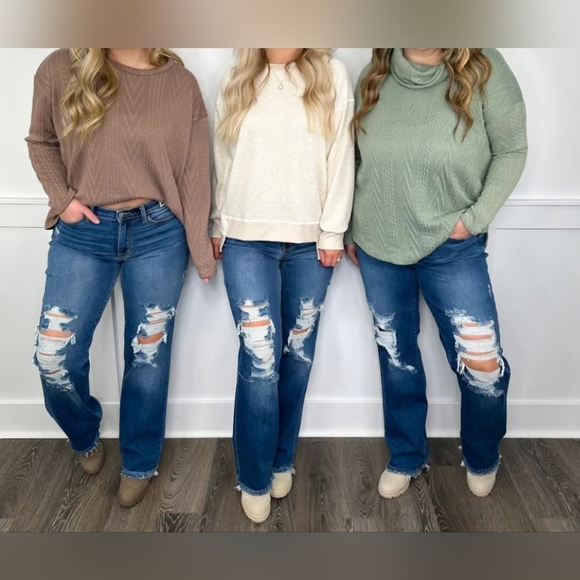 Judy Blue MR Dark Wash Straight Fit Dad Jeans Stretch Distressed 7/28 9/29 NEW - Picture 3 of 16